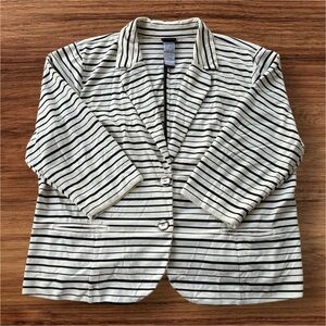 Torrid Black White Stripe Knit Blazer Size 4 4X Stretch Office Plus